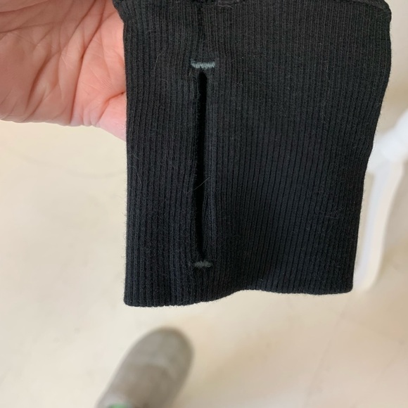ATHLETA black workout hoodie jacket 3/4 zip back ruching thumb cuts small - Picture 7 of 9